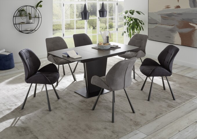 Esstisch >Sergio< in dunkelbraun, Keramik, MDF, Metall, Glas - 120x76x85 (BxHxT)