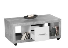 Couchtisch >Stone< in beton/weiß Dekor, Holzwerkstoff - 115x50x60cm (BxHxT)