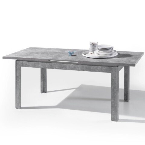 Esstisch >Stone< in beton weiß abgesetzt, Holzwerkstoff - 140x76x80cm (BxHxT)