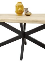 Esstisch >Tom< in  schwarz, Eiche massiv, Metall - 200x76x100cm (BxHxT)