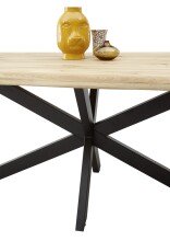 Esstisch >Tom< in  schwarz, Eiche massiv, Metall - 200x76x100cm (BxHxT)