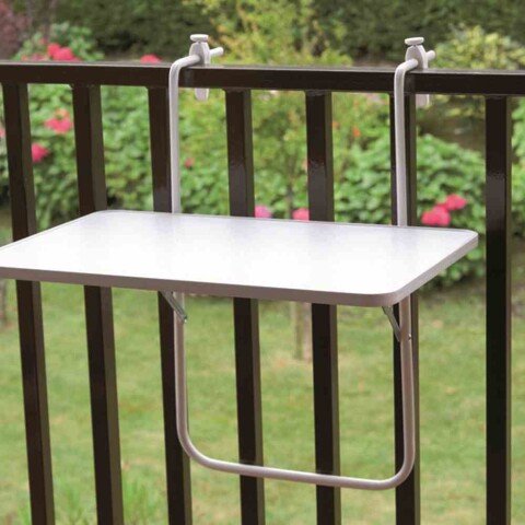 Balkonhängetisch >Balkontisch< in weiß, Stahl - 60x0,1x40cm (BxHxT)