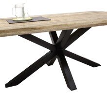 Esstisch >Veneti< in schwarz, Mango 40mm aufgedoppelt - 200x77x100cm (BxHxT)