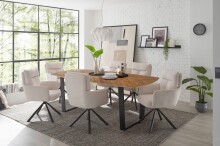 Esstisch >Zac< in Holz und schwarz,  Holz und Metall - 220x76x100cm (BxHxT)
