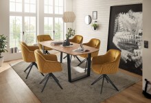 Esstisch >Zac< in Holz und schwarz,  Holz und Metall - 220x76x100cm (BxHxT)