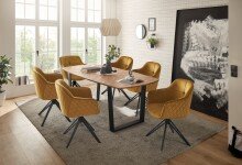 Esstisch >Zac< in Holz und schwarz,  Holz und Metall - 220x76x100cm (BxHxT)