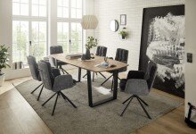 Esstisch >Zac< in Holz und schwarz,  Holz und Metall - 220x76x100cm (BxHxT)