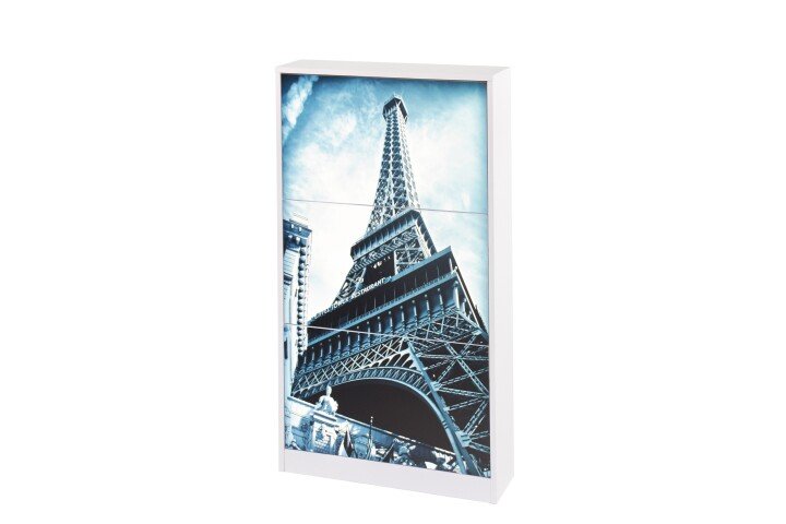 Schuhschrank >8956- Eifelturm< in Weiß, MDF - 60x108x17cm (BxHxT)