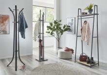 Garderobenständer >25588< in schwarz, Metall - 177x45cm (HxD)