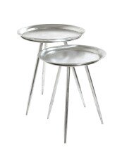 Beistelltisch >25720< in silber, Metall - 47x38cm (HxD)