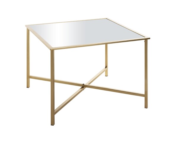 Beistelltisch >25746< in gold, Metall, Spiegel 5 mm - 60x45x60cm (BxHxT)