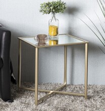 Beistelltisch >25746< in gold, Metall, Spiegel 5 mm - 60x45x60cm (BxHxT)