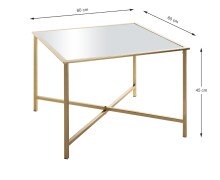 Beistelltisch >25746< in gold, Metall, Spiegel 5 mm - 60x45x60cm (BxHxT)