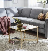 Beistelltisch >25746< in gold, Metall, Spiegel 5 mm - 60x45x60cm (BxHxT)
