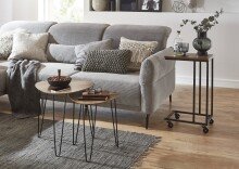 Beistelltisch >25819< in schwarz-eiche, MDF, Metall - 30x67x40cm (BxHxT)