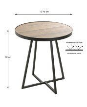 Beistelltisch >25845< in schwarz-eiche, MDF, Metall - 52x48cm (HxD)