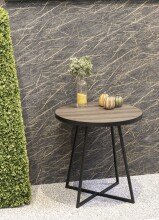 Beistelltisch >25845< in schwarz-eiche, MDF, Metall - 52x48cm (HxD)