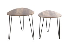 Beistelltisch >25856< (2er Set) in schwarz-eiche, MDF, Metall - 40x43x40 (BxHxT)