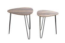 Beistelltisch >25856< (2er Set) in schwarz-eiche, MDF, Metall - 40x43x40 (BxHxT)