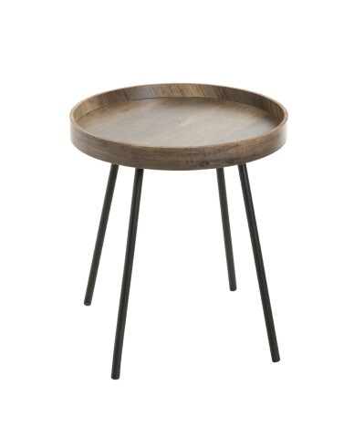 Beistelltisch >25885< in eiche, schwarz, MDF, Metall - 45x40cm (HxD)