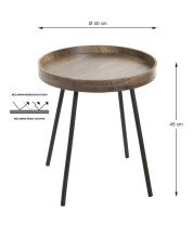 Beistelltisch >25885< in eiche, schwarz, MDF, Metall - 45x40cm (HxD)