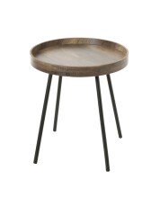 Beistelltisch >25885< in eiche, schwarz, MDF, Metall - 45x40cm (HxD)