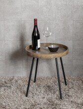 Beistelltisch >25885< in eiche, schwarz, MDF, Metall - 45x40cm (HxD)