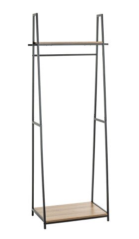 Garderobe >25992< in eiche, schwarz, MDF, Metall - 68x166x40cm (BxHxT)