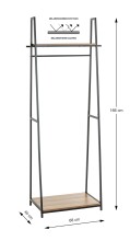 Garderobe >25992< in eiche, schwarz, MDF, Metall - 68x166x40cm (BxHxT)