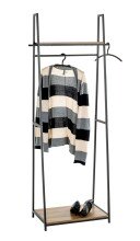 Garderobe >25992< in eiche, schwarz, MDF, Metall - 68x166x40cm (BxHxT)