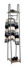 Garderobe >25993< in eiche, schwarz, MDF, Metall - 38x166x40cm (BxHxT)