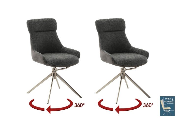 Schalenstuhl >PELION< (2-er Set) in Anthrazit, Polyester - 55x90x62cm (BxHxT)