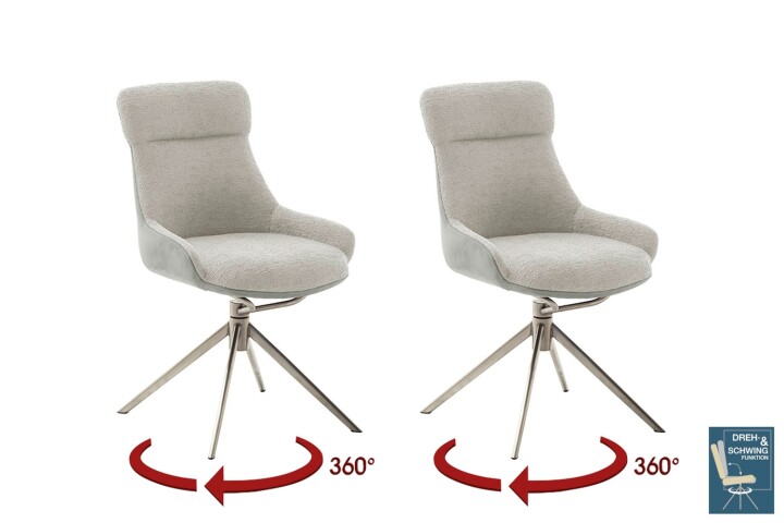 Schalenstuhl >PELION< (2-er Set) in Lichtgrau, Polyester - 55x90x62cm (BxHxT)