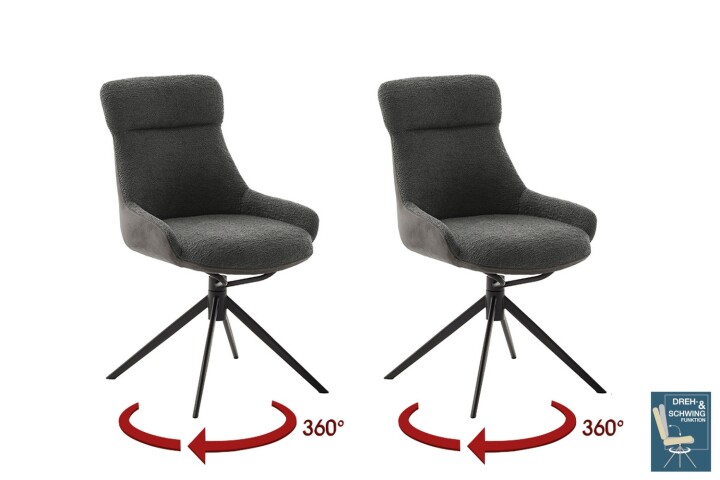Schalenstuhl >PELION< (2-er Set) in Anthrazit, Polyester - 55x90x62cm (BxHxT)