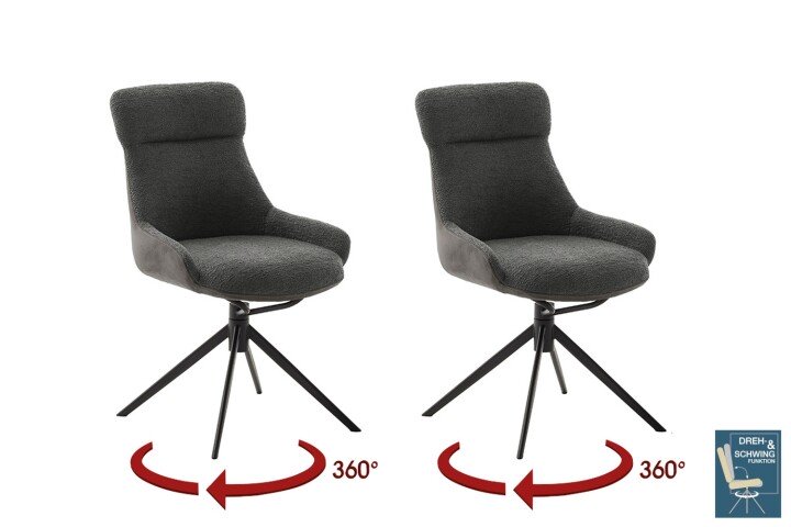 Schalenstuhl >PELION< (2-er Set) in Anthrazit, Polyester - 55x90x62cm (BxHxT)