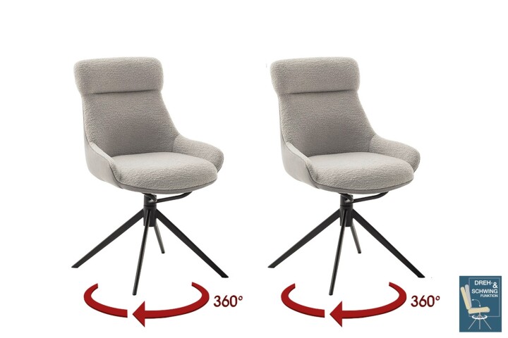Schalenstuhl >PELION< (2-er Set) in Lichtgrau, Polyester - 55x90x62cm (BxHxT)