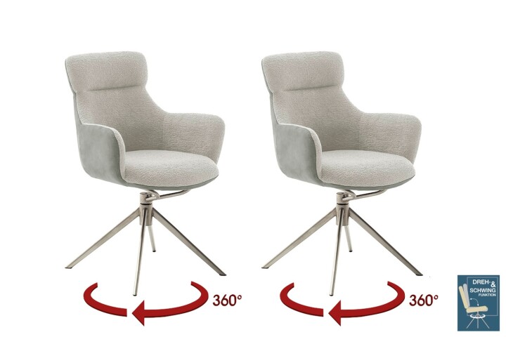 Armlehnstuhl >PELION< (2-er Set) in Lichtgrau, Polyester - 62x90x62cm (BxHxT)