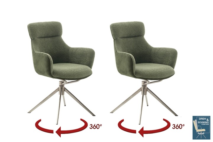 Armlehnstuhl >PELION< (2-er Set) in Olive, Polyester - 62x90x62cm (BxHxT)