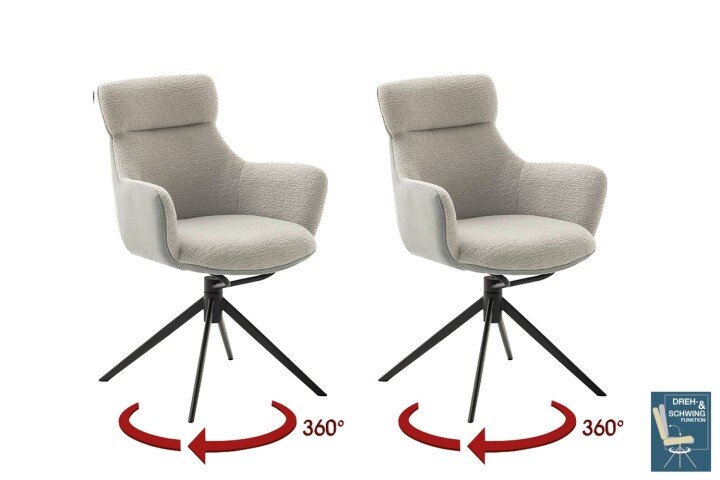 Armlehnstuhl >PELION< (2-er Set) in Lichtgrau, Polyester - 62x90x62cm (BxHxT)