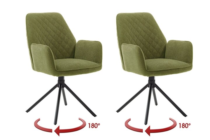 Armlehnstuhl >ACANDI < (2-er Set) in Olive - 60x89x64 (BxHxT)