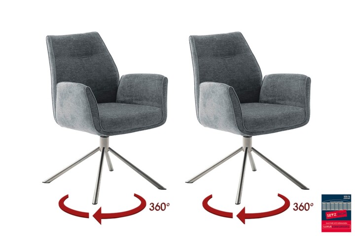 Armlehnstuhl >DIVERIA< (2-er Set) in Anthrazit, Polyester - 64x90x66cm (BxHxT)
