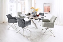 Armlehnstuhl >DIVERIA< (2-er Set) in Anthrazit, Polyester - 64x90x66cm (BxHxT)