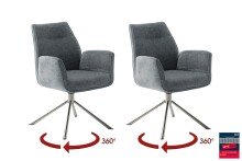 Armlehnstuhl >DIVERIA< (2-er Set) in Anthrazit, Polyester - 64x90x66cm (BxHxT)