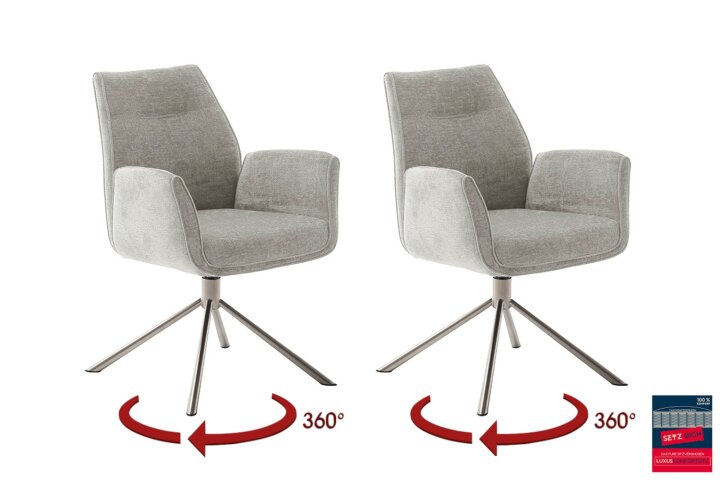Armlehnstuhl >DIVERIA< (2-er Set) in Taupe, Polyester - 64x90x66cm (BxHxT)