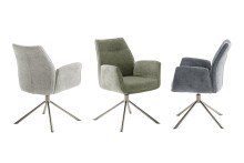 Armlehnstuhl >DIVERIA< (2-er Set) in Taupe, Polyester - 64x90x66cm (BxHxT)