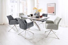 Armlehnstuhl >DIVERIA< (2-er Set) in Taupe, Polyester - 64x90x66cm (BxHxT)