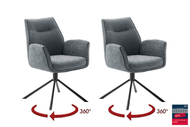 Armlehnstuhl >DIVERIA< (2-er Set) in Anthrazit, Polyester - 64x90x66cm (BxHxT)