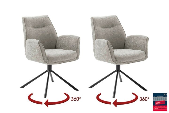 Armlehnstuhl >DIVERIA< (2-er Set) in Taupe, Polyester - 64x90x66cm (BxHxT)