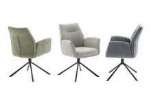 Armlehnstuhl >DIVERIA< (2-er Set) in Taupe, Polyester - 64x90x66cm (BxHxT)