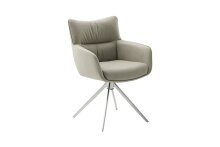 Armlehnstuhl >LIMONE 2< (2-er Set) in Creme, Leder - 61x88x63cm (BxHxT)